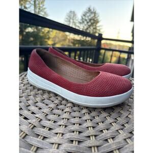 FitFlop Super Ballet Flats Perforated Women 6 Red Platform Comfort Sporty Casual